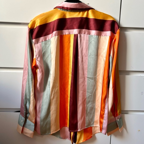 NWOT Colorful Striped Satin Button Down - Fe NoelxTarget - Picture 6 of 8